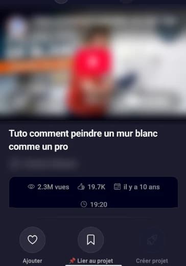 Une vidéo tuto dans l'app, avec le bouton pour la lier à un projet